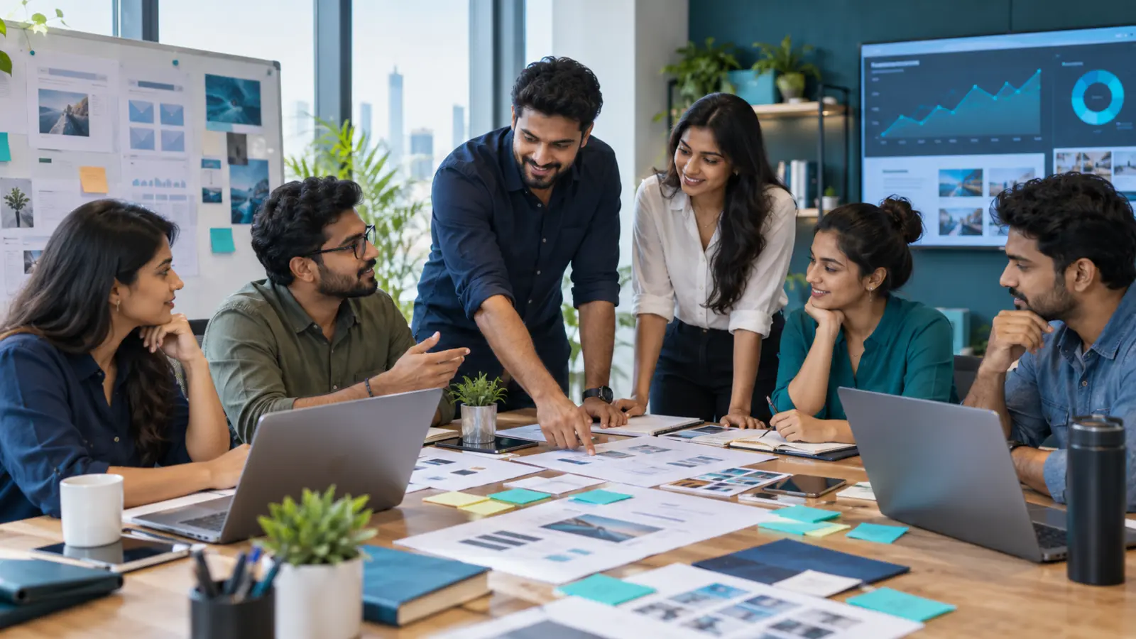 Indian Sarira iT team planning a digital growth strategy
